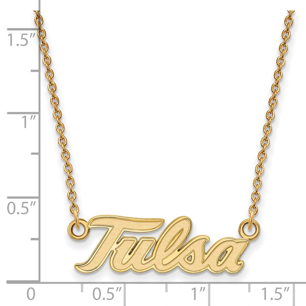 Alternate view of the 14k Yellow Gold The U of Tulsa Large Pendant Necklace by The Black Bow Jewelry Co.