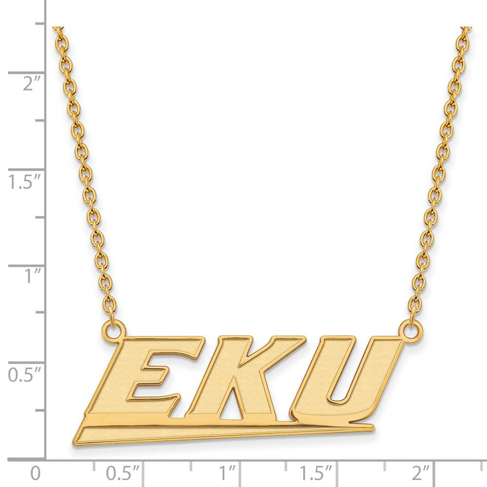 Alternate view of the 14k Yellow Gold Eastern Kentucky U Large Pendant Necklace by The Black Bow Jewelry Co.
