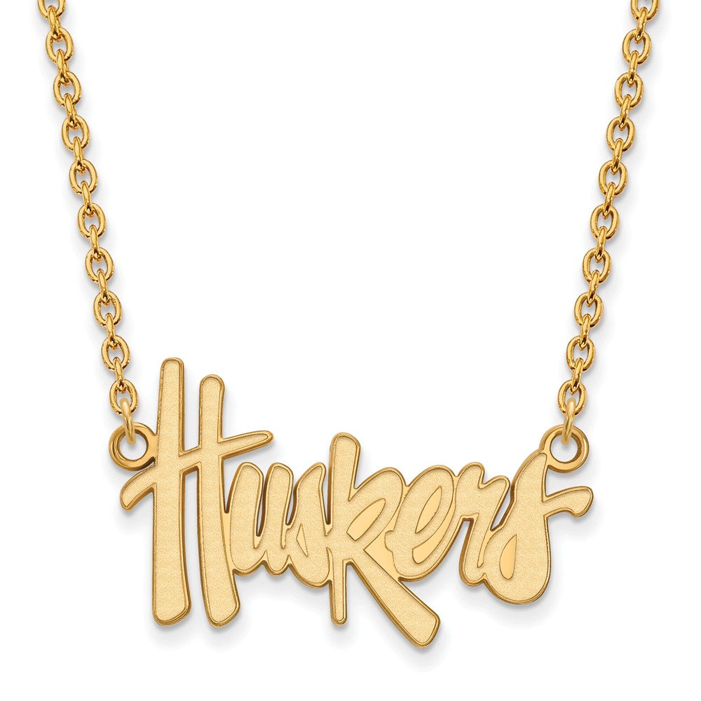 14k Yellow Gold U of Nebraska Large Huskers Pendant Necklace, Item N12253 by The Black Bow Jewelry Co.