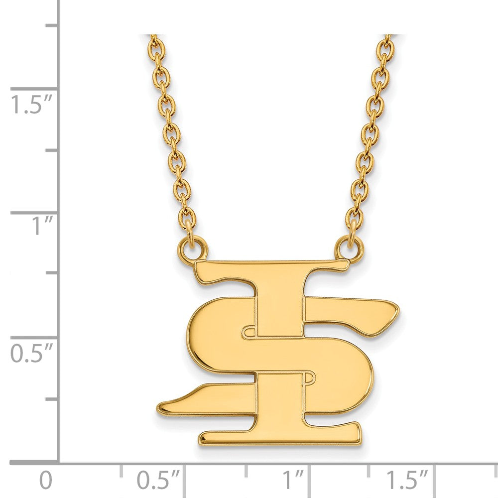 Alternate view of the 14k Yellow Gold Indiana State Large Pendant Necklace by The Black Bow Jewelry Co.