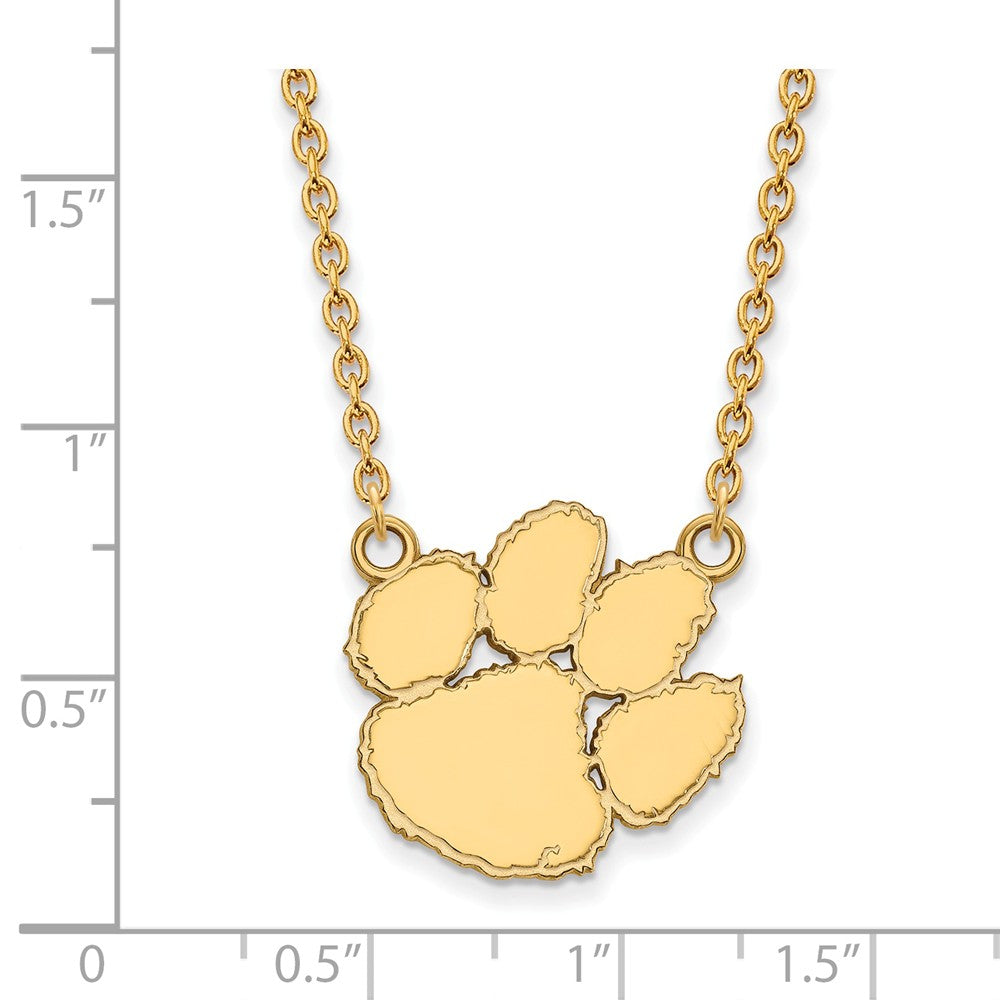 Alternate view of the 14k Yellow Gold Clemson U Large Pendant Necklace by The Black Bow Jewelry Co.