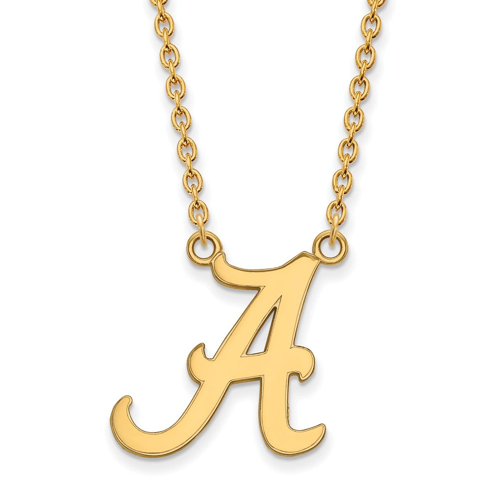 14k Yellow Gold U of Alabama Large Initial A Pendant Necklace, Item N12313 by The Black Bow Jewelry Co.