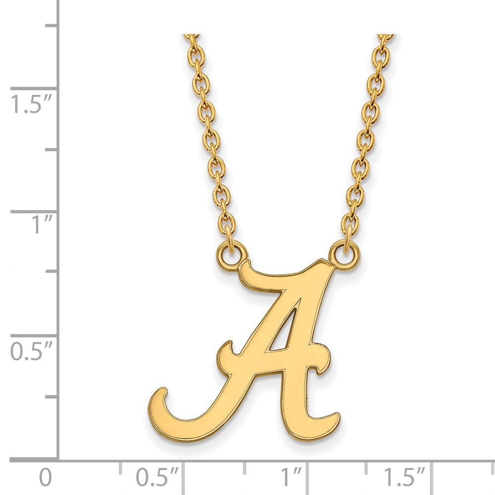 Alternate view of the 14k Yellow Gold U of Alabama Large Initial A Pendant Necklace by The Black Bow Jewelry Co.
