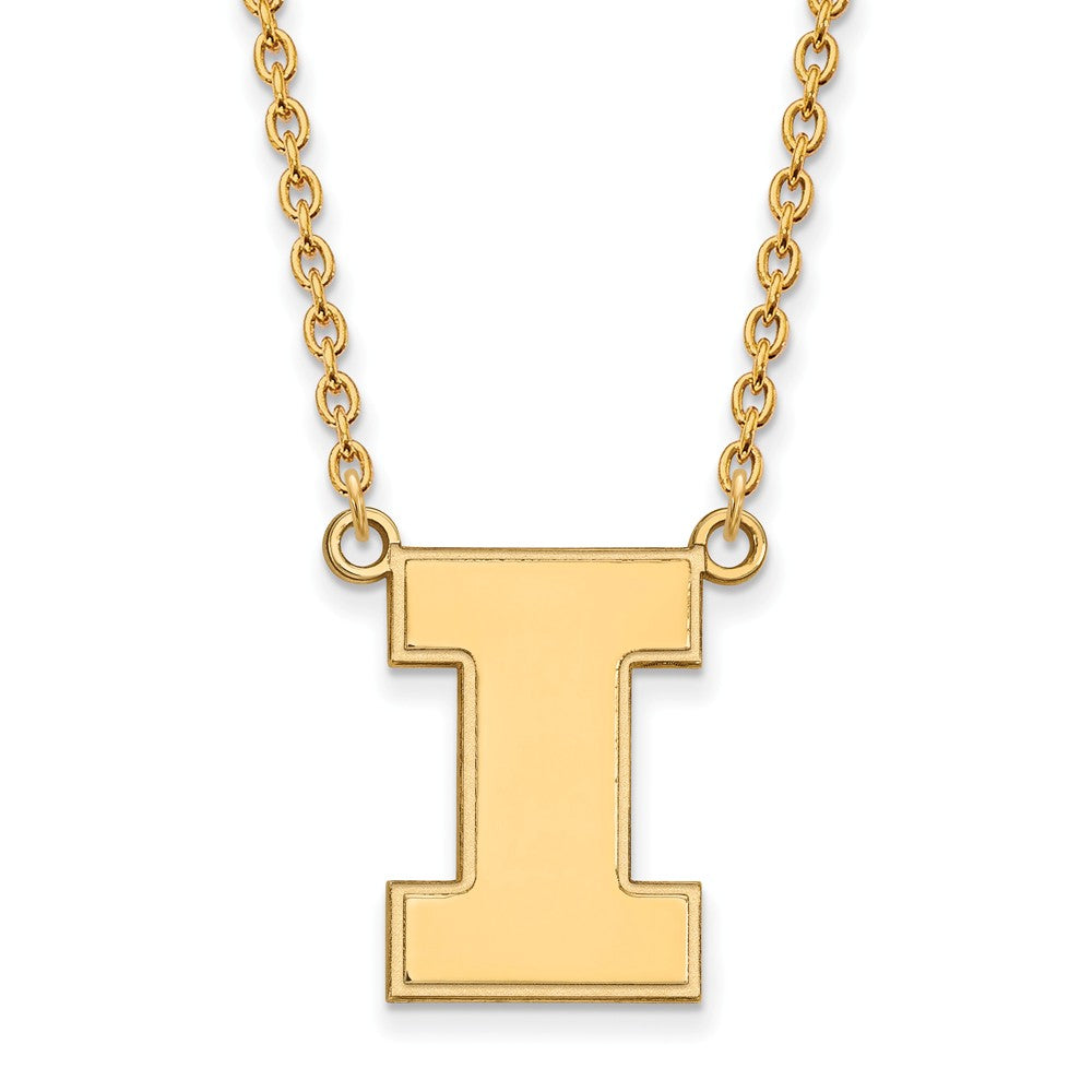 14k Yellow Gold U of Illinois Large Initial I Pendant Necklace, Item N12315 by The Black Bow Jewelry Co.