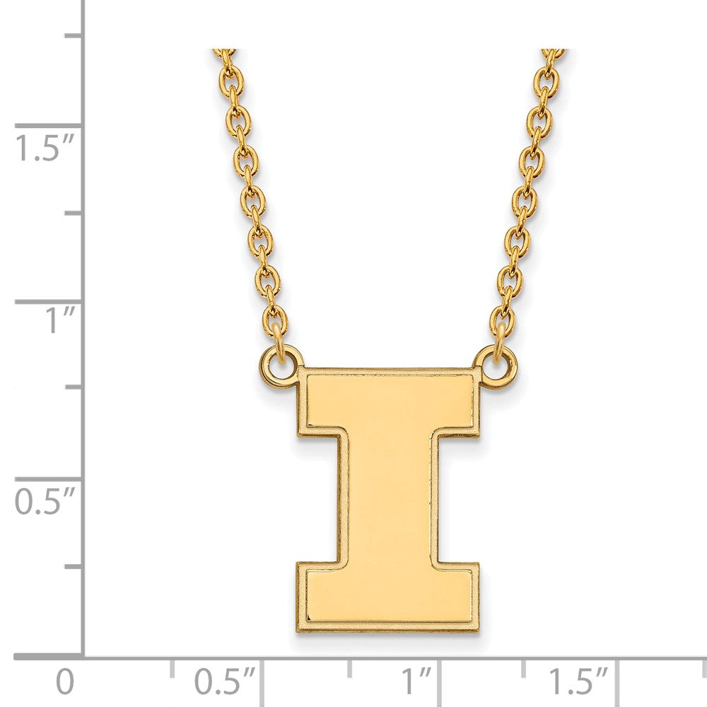 Alternate view of the 14k Yellow Gold U of Illinois Large Initial I Pendant Necklace by The Black Bow Jewelry Co.
