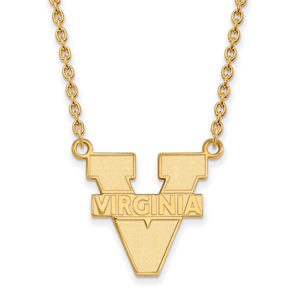 14k Yellow Gold U of Virginia Large 'V' Logo Pendant Necklace, Item N12322 by The Black Bow Jewelry Co.