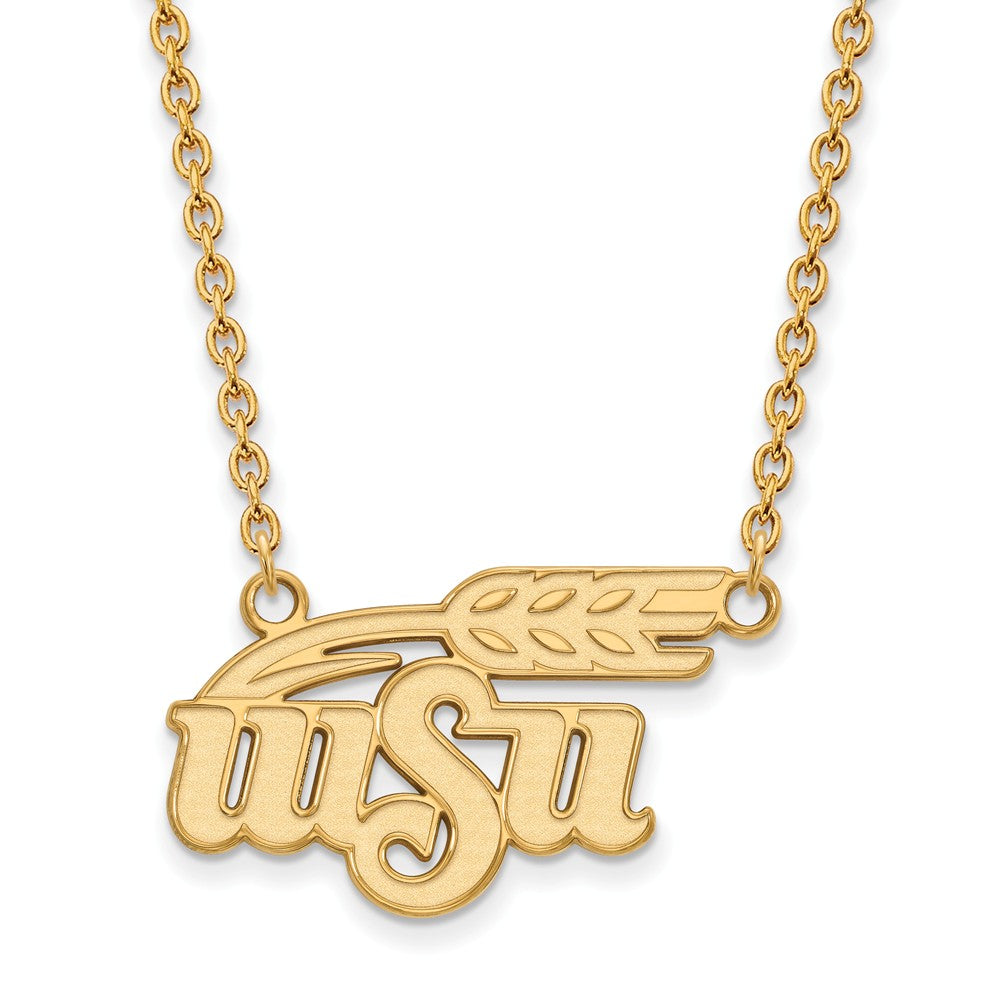 14k Yellow Gold Wichita State Large Pendant Necklace, Item N12325 by The Black Bow Jewelry Co.