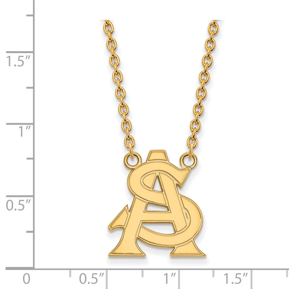 Alternate view of the 14k Yellow Gold Arizona State Lg Logo Pendant Necklace by The Black Bow Jewelry Co.