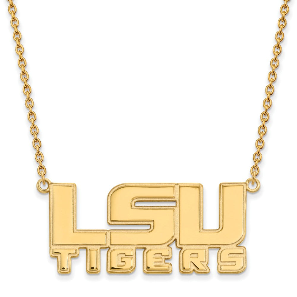 14k Yellow Gold Louisiana State Lg 'LSU' Logo Pendant Necklace, Item N12337 by The Black Bow Jewelry Co.