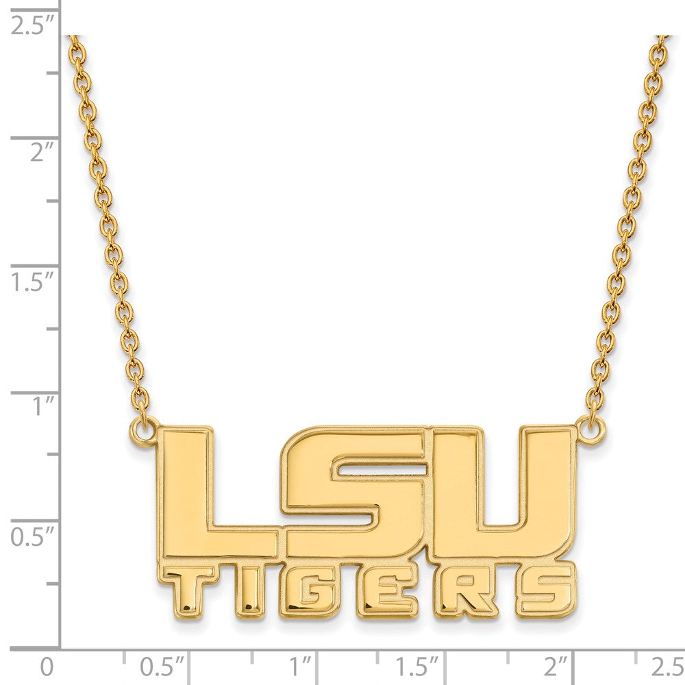 Alternate view of the 14k Yellow Gold Louisiana State Lg 'LSU' Logo Pendant Necklace by The Black Bow Jewelry Co.