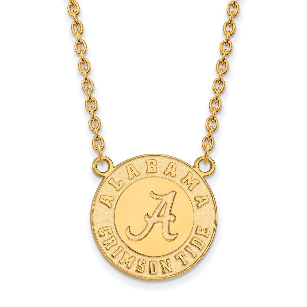 14k Yellow Gold U of Alabama Lg Logo Disc Pendant Necklace, Item N12351 by The Black Bow Jewelry Co.