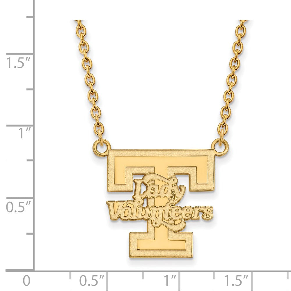 Alternate view of the 14k Yellow Gold U of Tennessee Large Lady Volunteers Pendant Necklace by The Black Bow Jewelry Co.