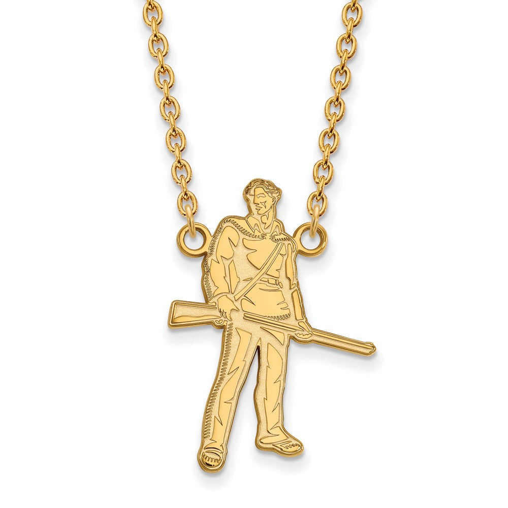 14k Yellow Gold West Virginia U Lg Logo Pendant Necklace, Item N12370 by The Black Bow Jewelry Co.