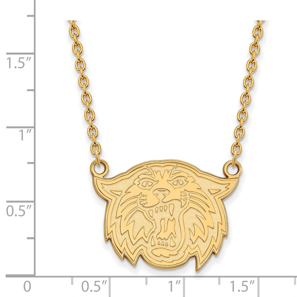 Alternate view of the 14k Gold Plated Silver Villanova U Lg Logo Pendant Necklace by The Black Bow Jewelry Co.