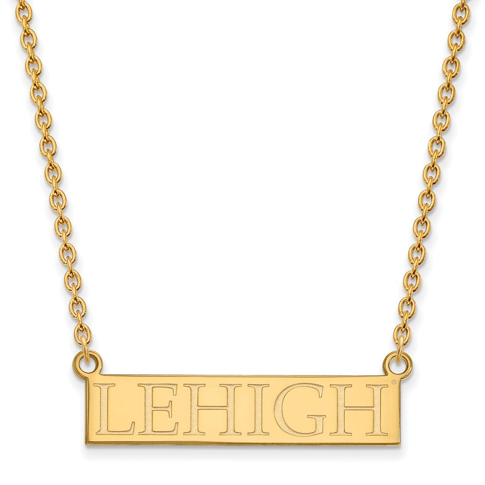 14k Gold Plated Silver Lehigh U Large Pendant Necklace, Item N12396 by The Black Bow Jewelry Co.