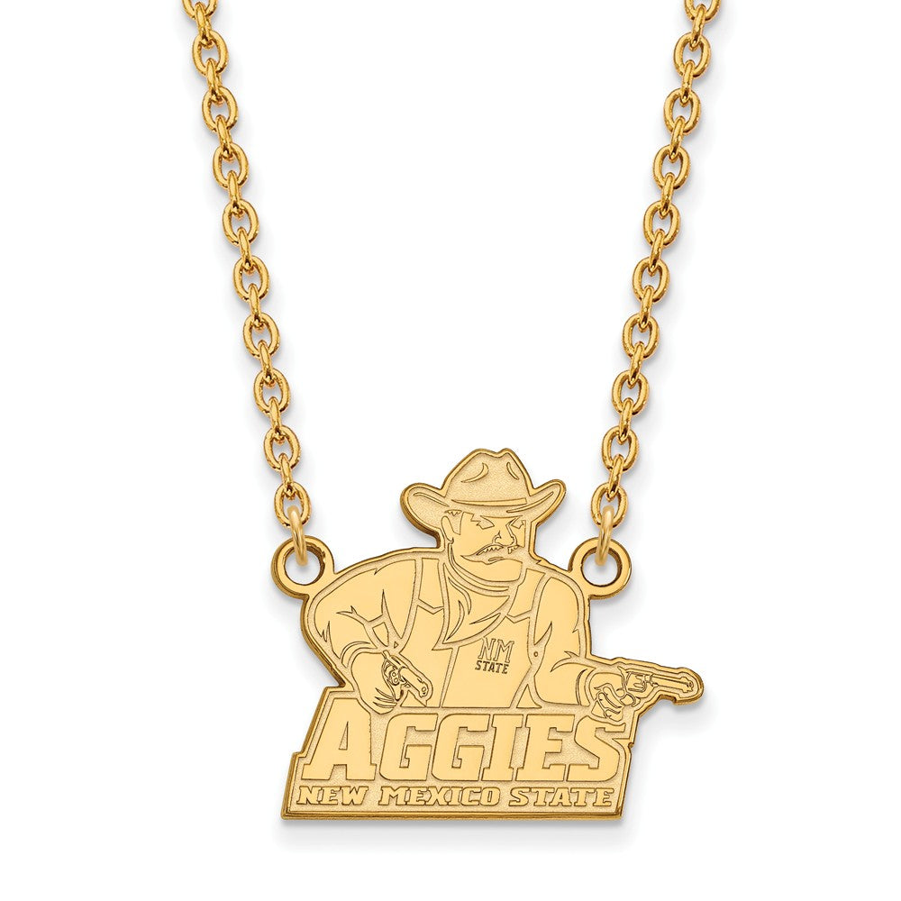 14k Gold Plated Silver New Mexico State Large Pendant Necklace, Item N12398 by The Black Bow Jewelry Co.