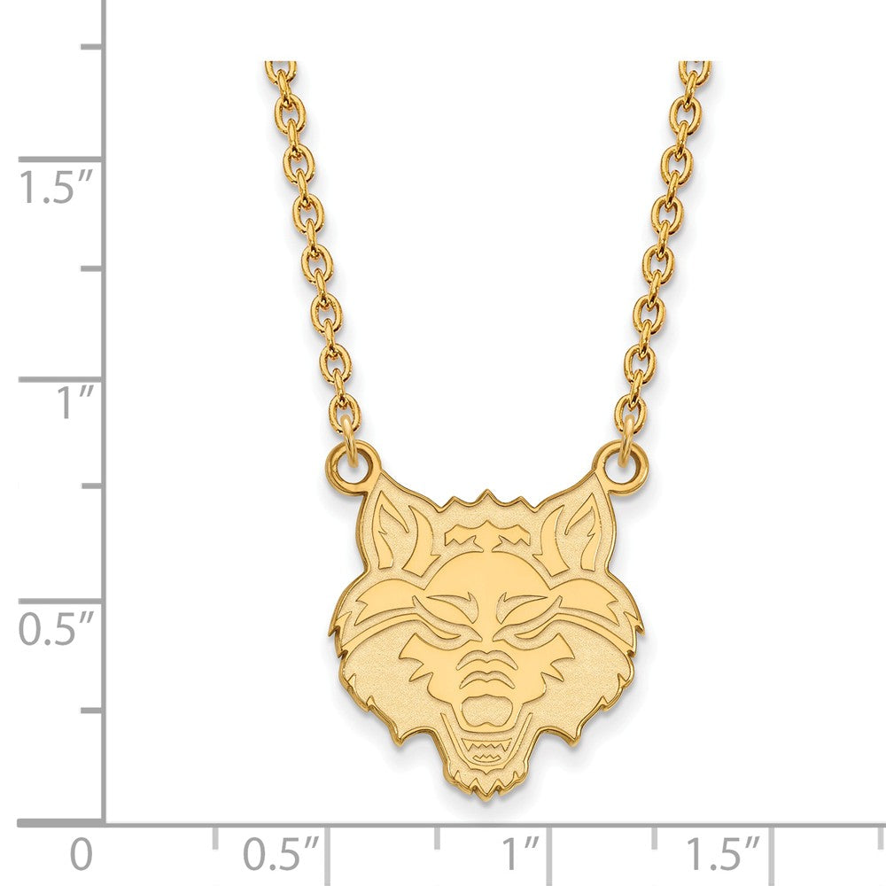 Alternate view of the 14k Gold Plated Silver Arkansas State Large Pendant Necklace by The Black Bow Jewelry Co.