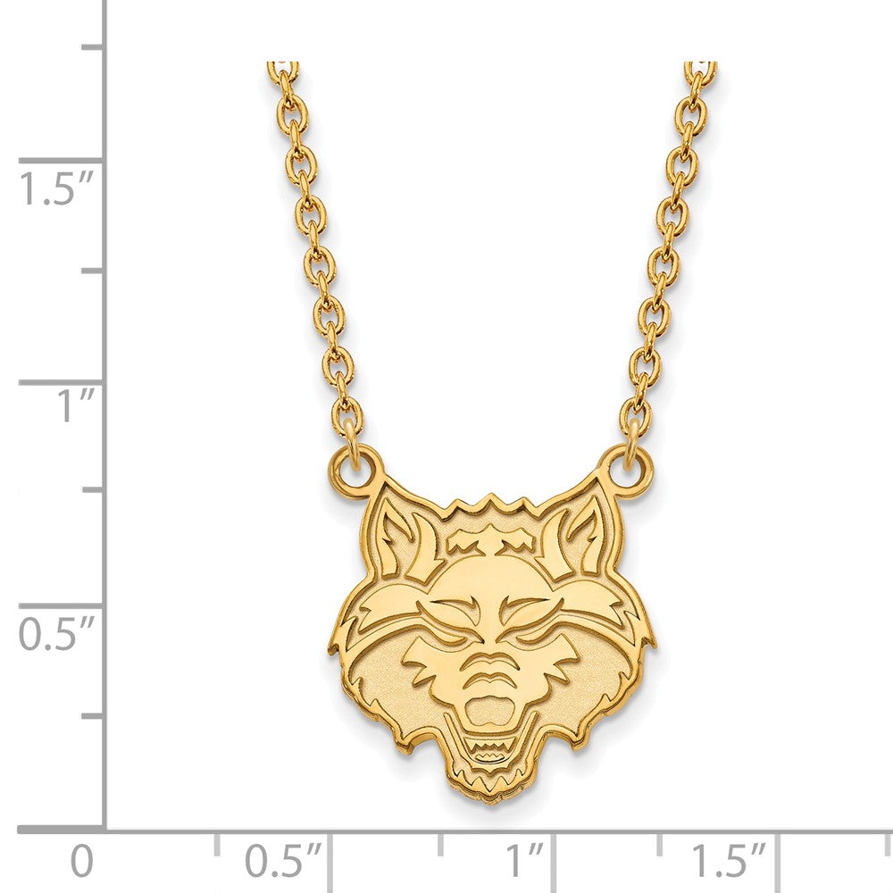 Alternate view of the 14k Gold Plated Silver Arkansas State Large Pendant Necklace by The Black Bow Jewelry Co.