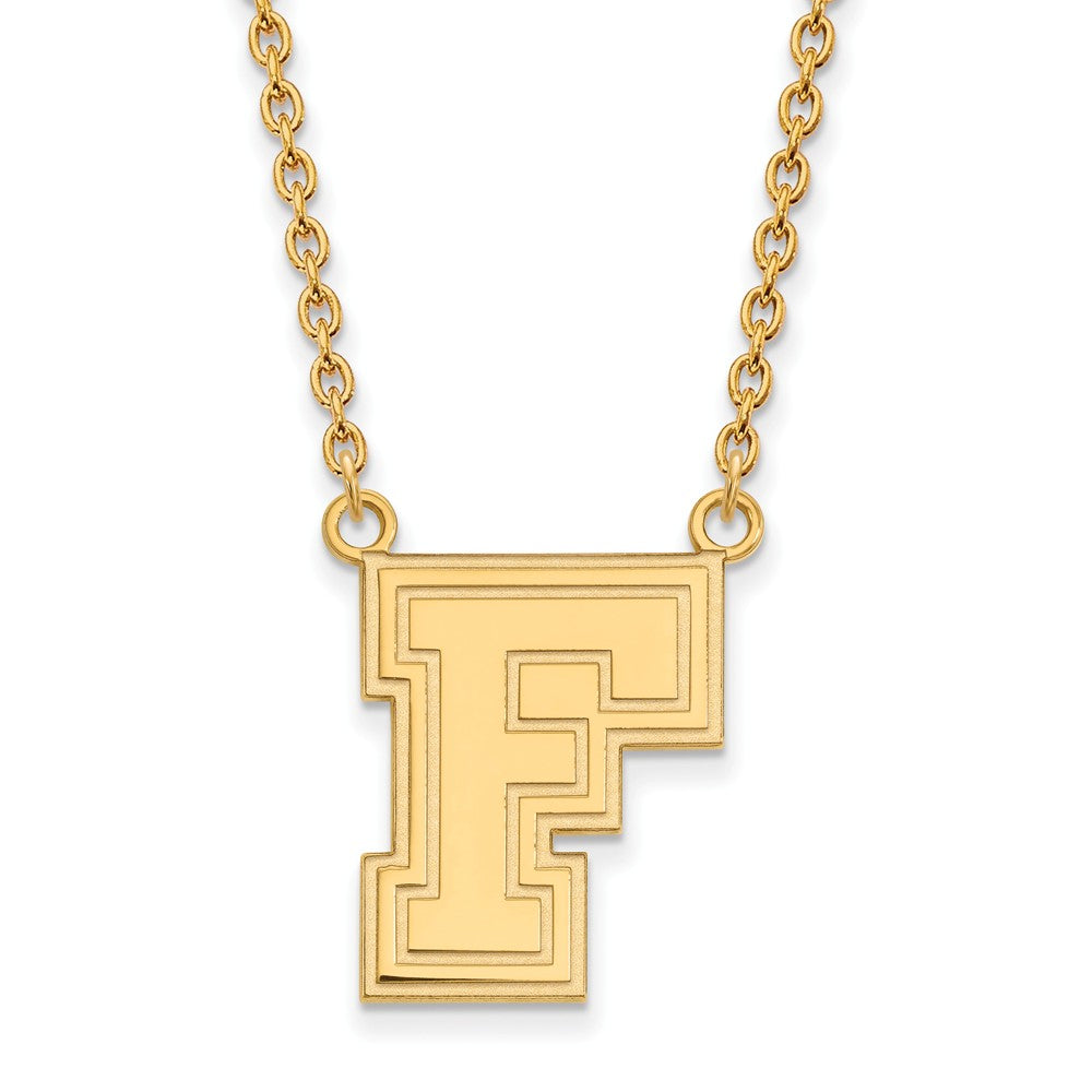 14k Gold Plated Silver Fordham U Large Pendant Necklace, Item N12410 by The Black Bow Jewelry Co.