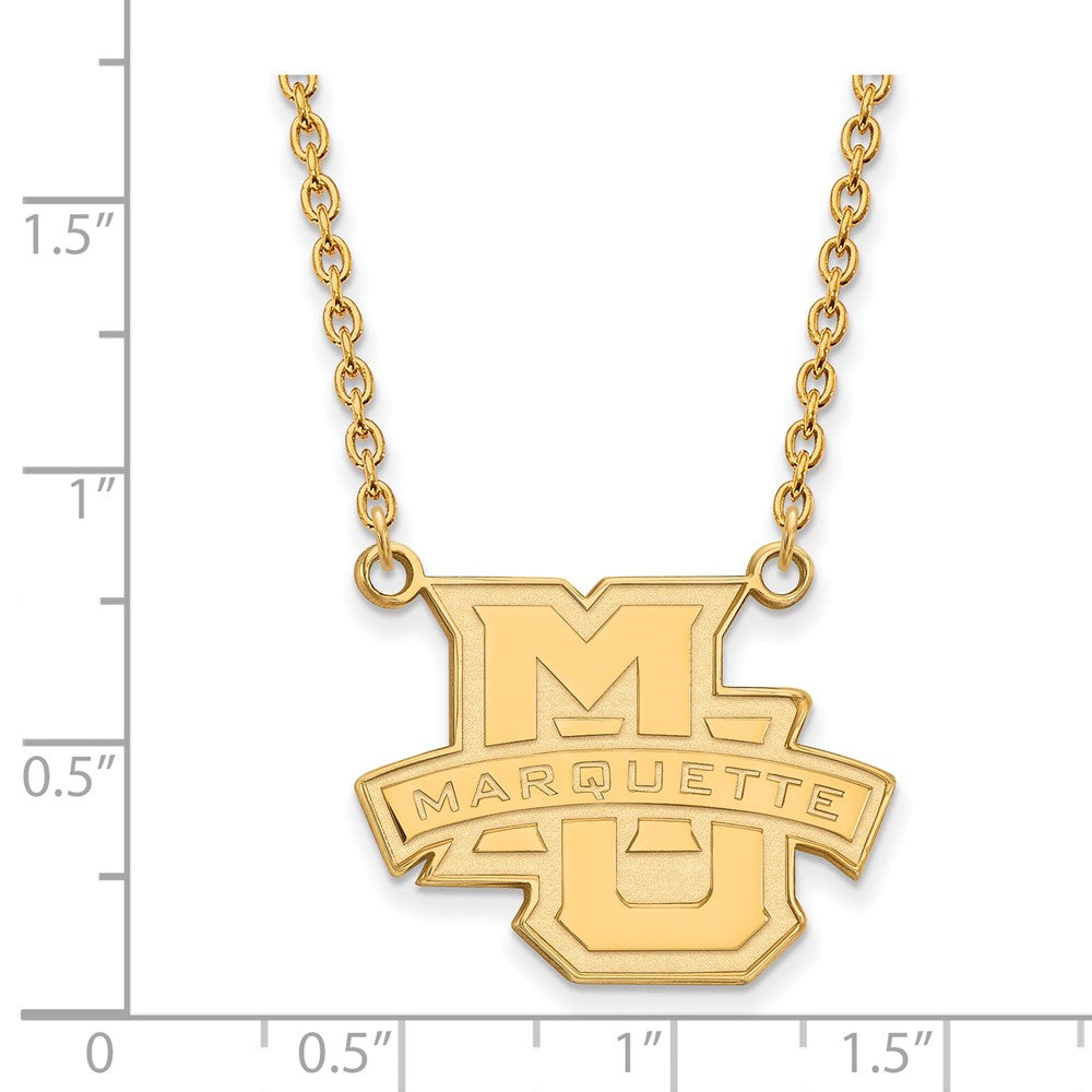 Alternate view of the 14k Gold Plated Silver Marquette U Large Pendant Necklace by The Black Bow Jewelry Co.