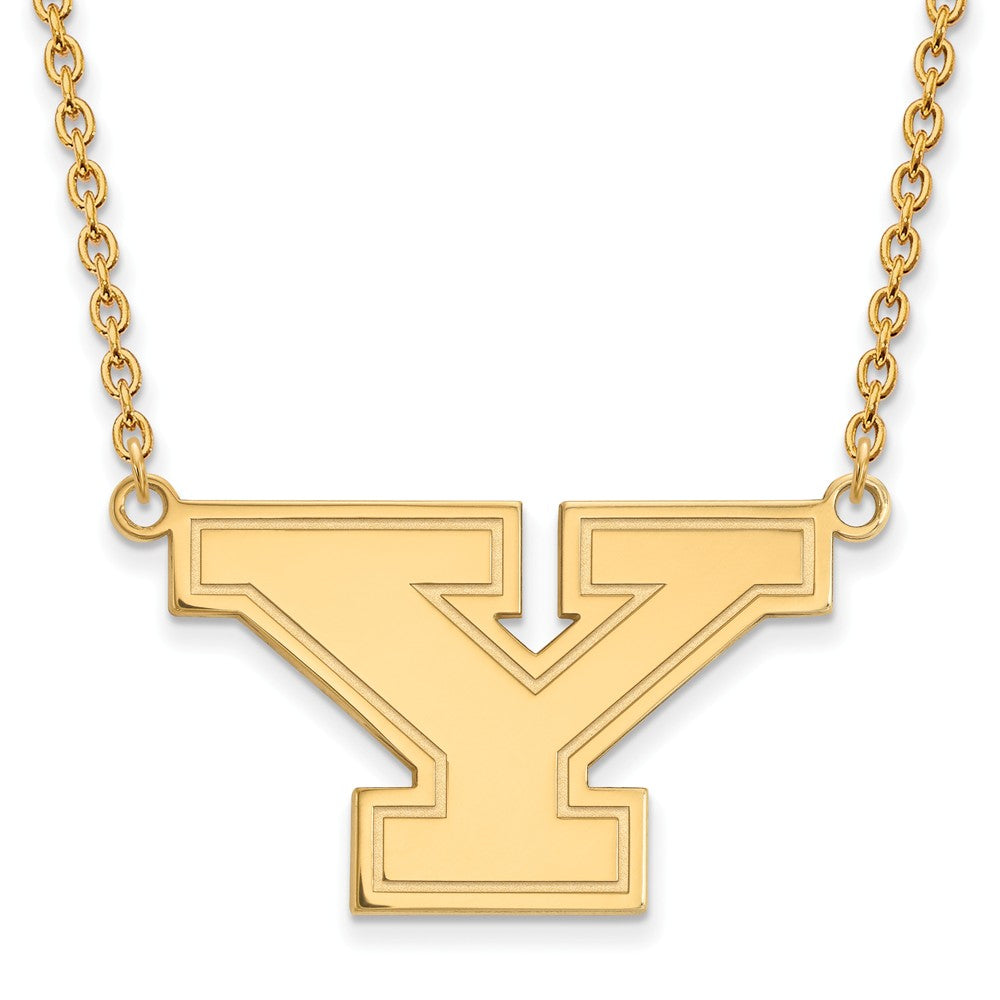 14k Gold Plated Silver Youngstown State LG Initial Y Necklace, 18 Inch, Item N12440 by The Black Bow Jewelry Co.