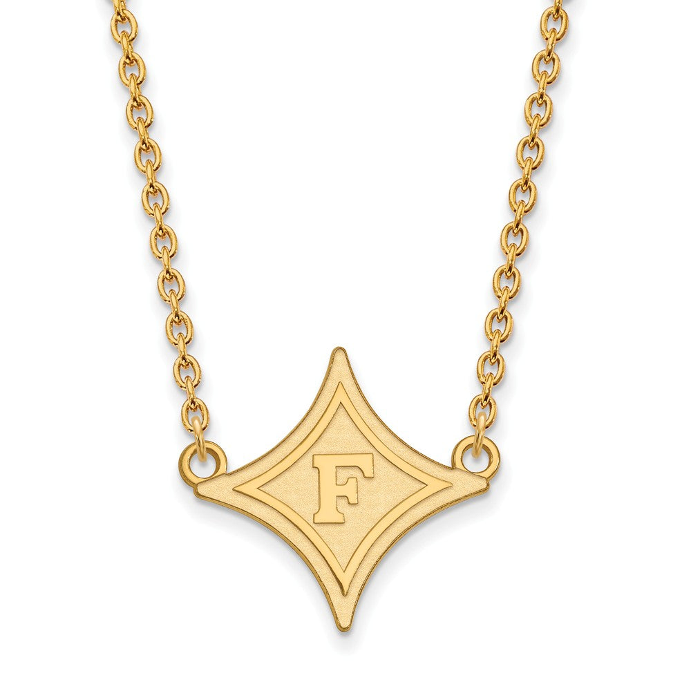 14k Gold Plated Silver Furman U Large Pendant Necklace, Item N12445 by The Black Bow Jewelry Co.