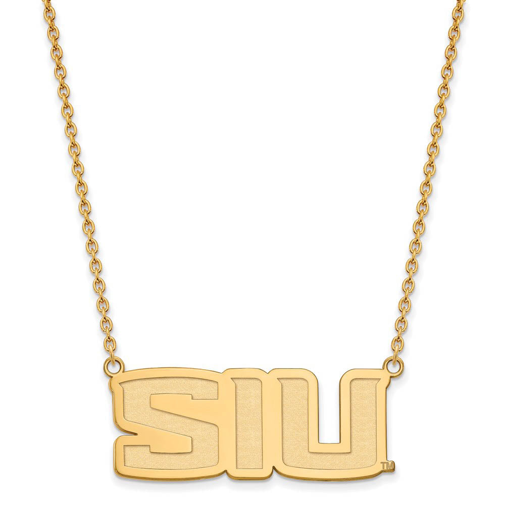 14k Gold Plated Silver Southern Illinois U Large Pendant Necklace, Item N12451 by The Black Bow Jewelry Co.