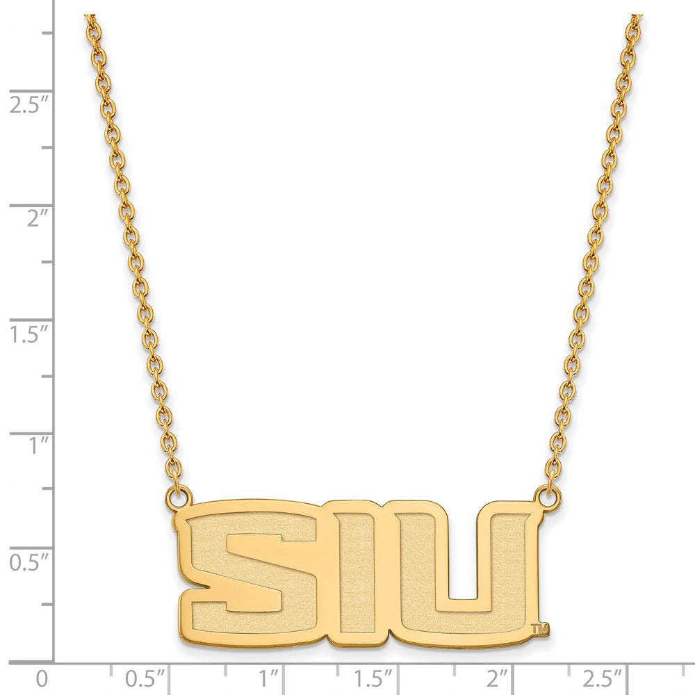 Alternate view of the 14k Gold Plated Silver Southern Illinois U Large Pendant Necklace by The Black Bow Jewelry Co.