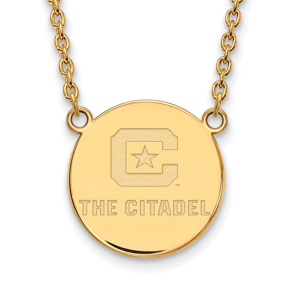 14K Gold Plated Sterling Silver The Citadel LG Disc Necklace, 18 Inch, Item N12453 by The Black Bow Jewelry Co.