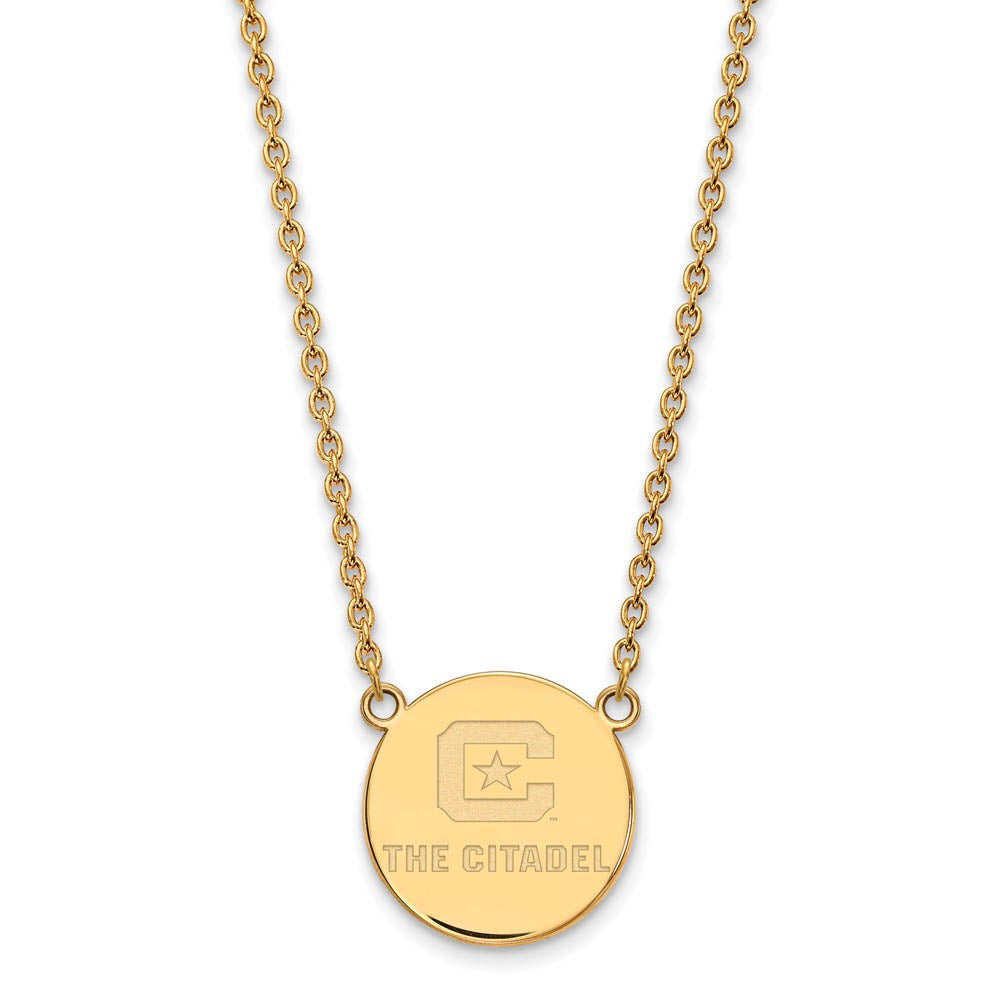 Alternate view of the 14K Gold Plated Sterling Silver The Citadel LG Disc Necklace, 18 Inch by The Black Bow Jewelry Co.