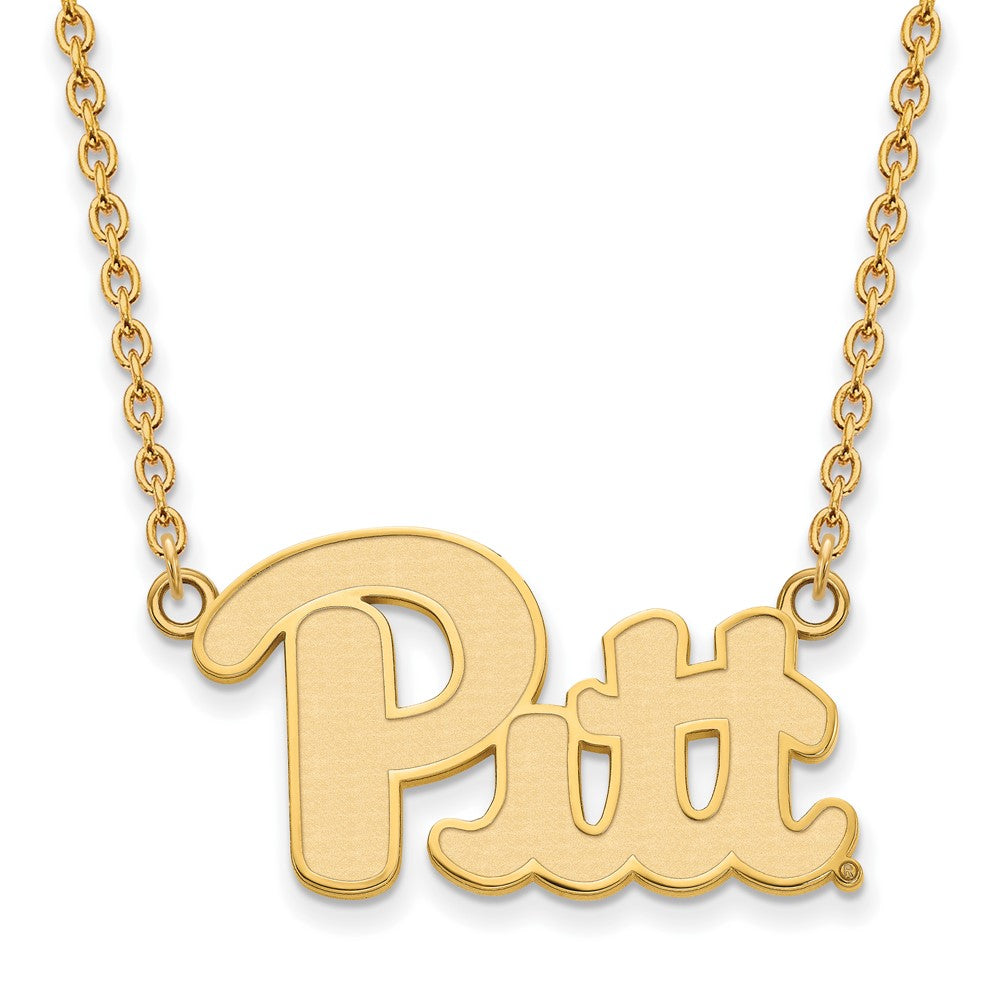 Sterling Silver U of Pittsburgh Large 'Pitt' Pendant Necklace, Item N12457 by The Black Bow Jewelry Co.