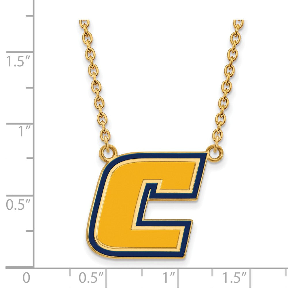 Alternate view of the 14k Gold Plated Silver U of Tenn at Chattanooga LG Enamel 'C' Necklace by The Black Bow Jewelry Co.