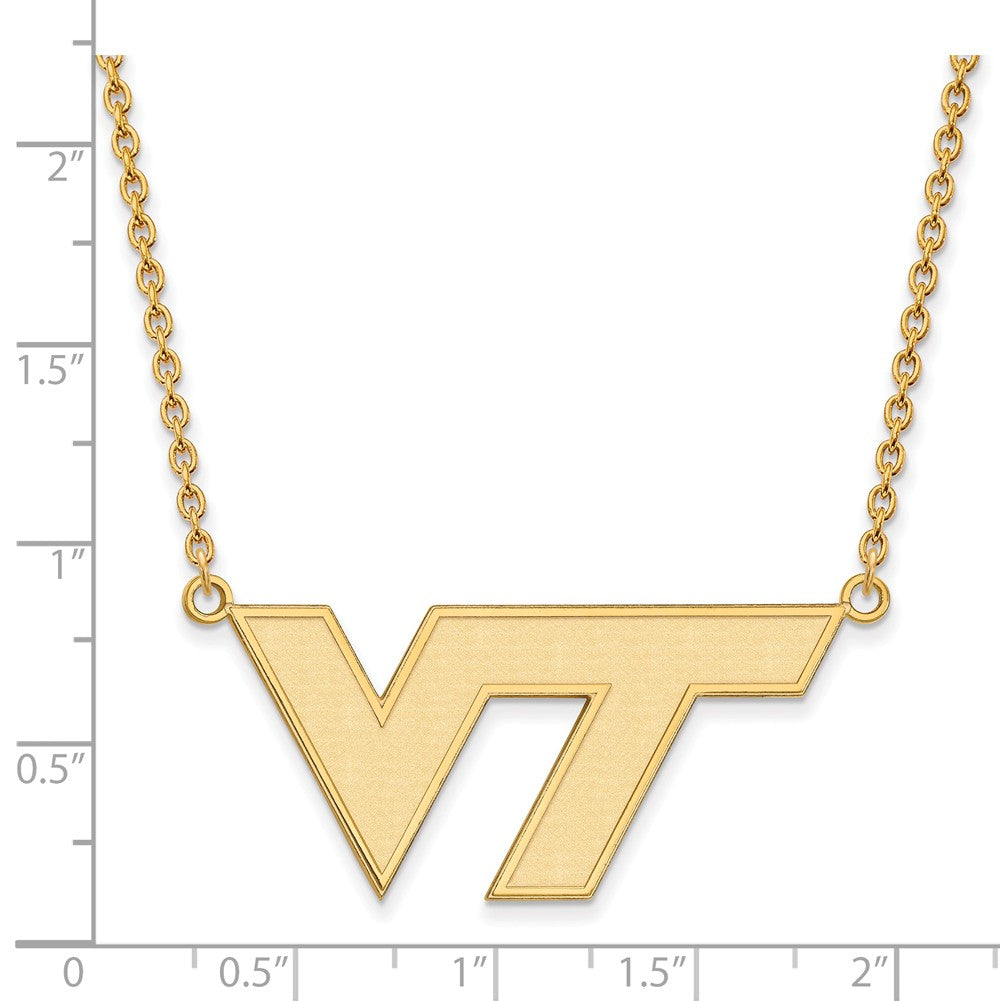 Alternate view of the 14k Gold Plated Silver Virginia Tech Large 'VT' Pendant Necklace by The Black Bow Jewelry Co.