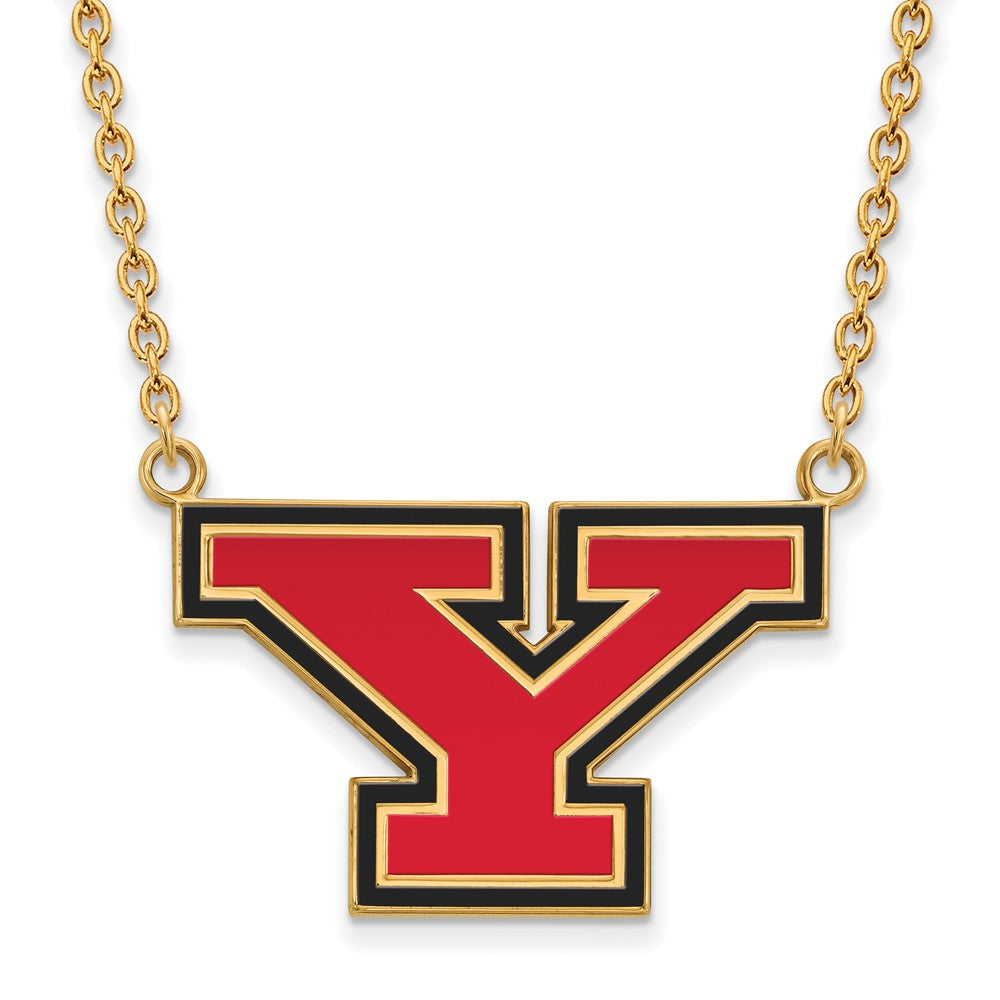 14k Gold Plated Silver Youngstown State LG Enamel 'Y' Necklace, 18 In, Item N12474 by The Black Bow Jewelry Co.