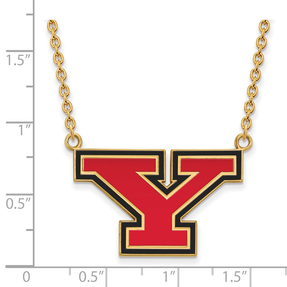 Alternate view of the 14k Gold Plated Silver Youngstown State LG Enamel 'Y' Necklace, 18 In by The Black Bow Jewelry Co.