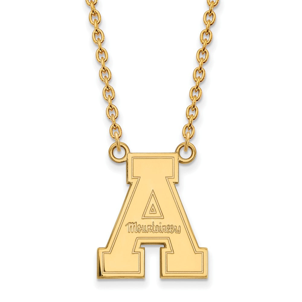 14k Gold Plated Silver Appalachian State Large Pendant Necklace, Item N12475 by The Black Bow Jewelry Co.