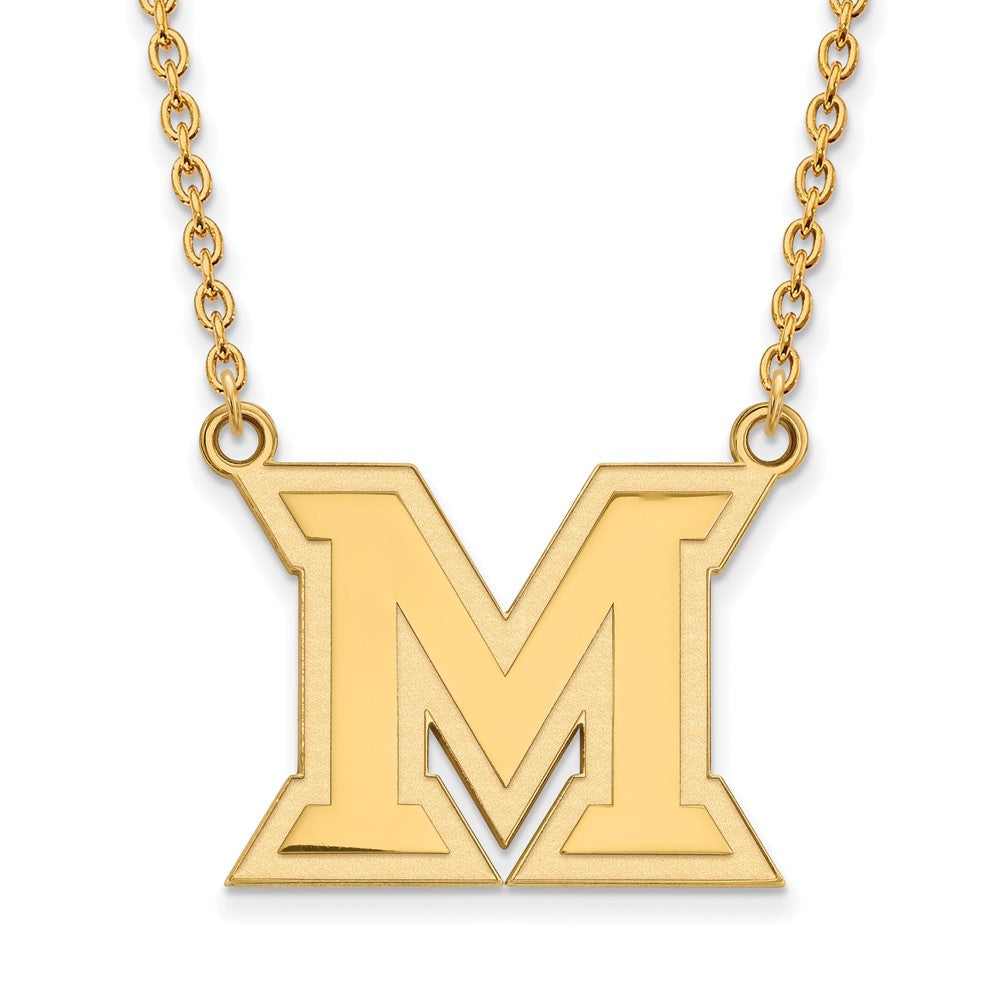 14k Gold Plated Silver Miami U Large Initial M Pendant Necklace, Item N12482 by The Black Bow Jewelry Co.