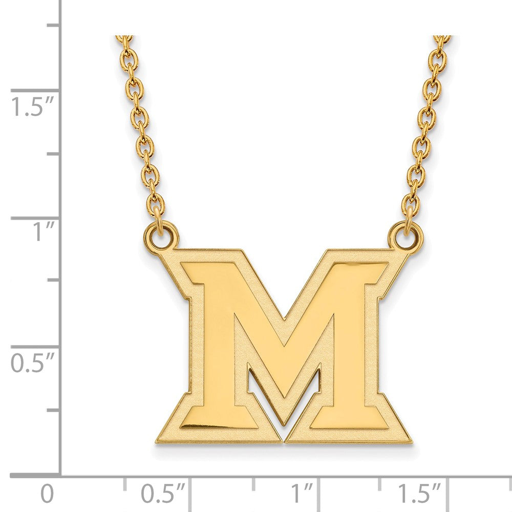 Alternate view of the 14k Gold Plated Silver Miami U Large Initial M Pendant Necklace by The Black Bow Jewelry Co.
