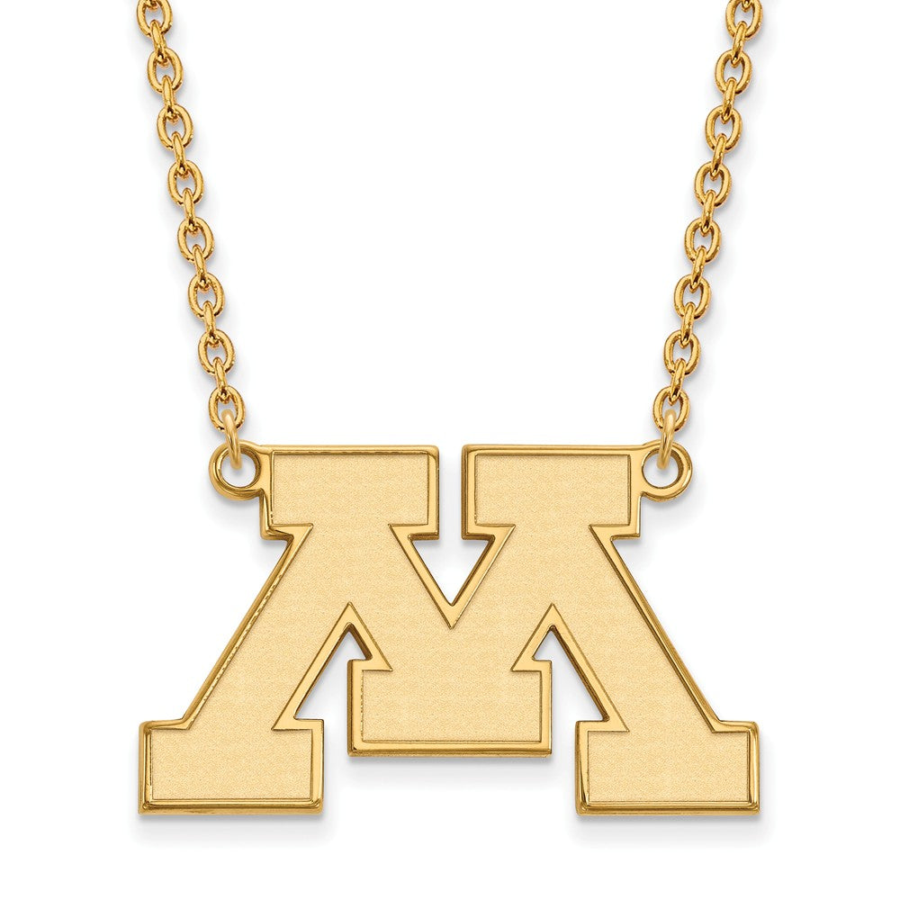 14k Gold Plated Silver U of Minnesota Large Initial M Pendant Necklace, Item N12499 by The Black Bow Jewelry Co.