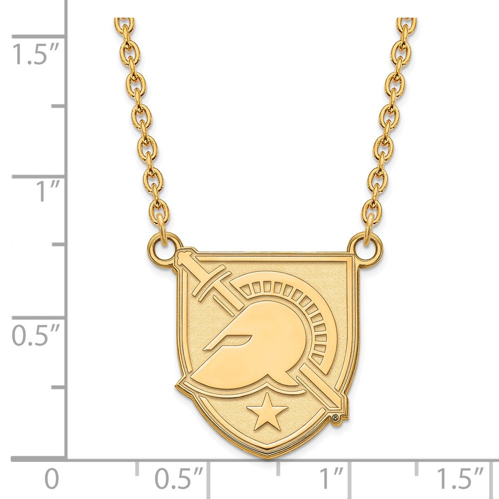 Alternate view of the 14k Gold Plated Silver Military Academy Large Shield Necklace by The Black Bow Jewelry Co.