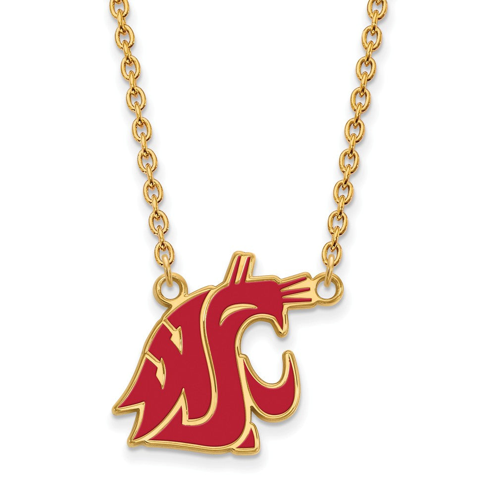 14k Gold Plated Silver Washington St Lg Enameled Pendant Necklace, Item N12514 by The Black Bow Jewelry Co.