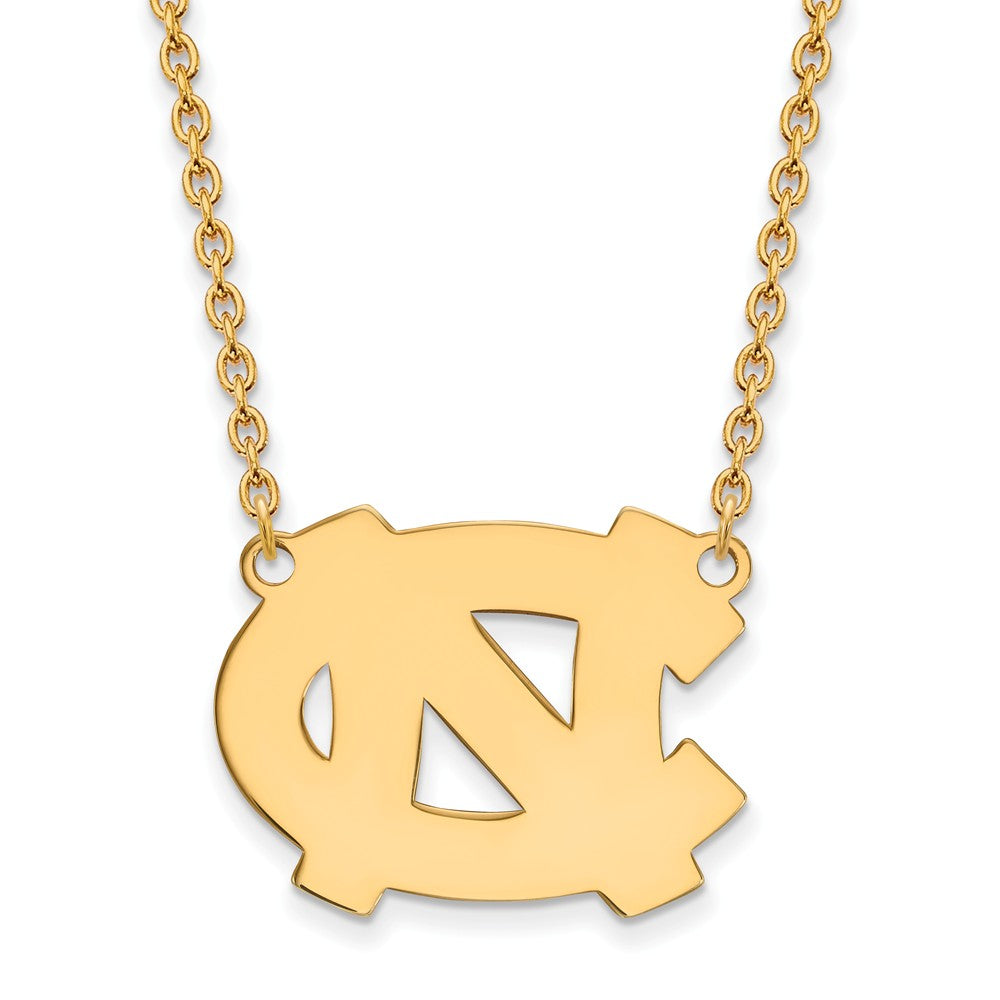 14k Gold Plated Silver North Carolina LG 'NC' Pendant Necklace, Item N12519 by The Black Bow Jewelry Co.