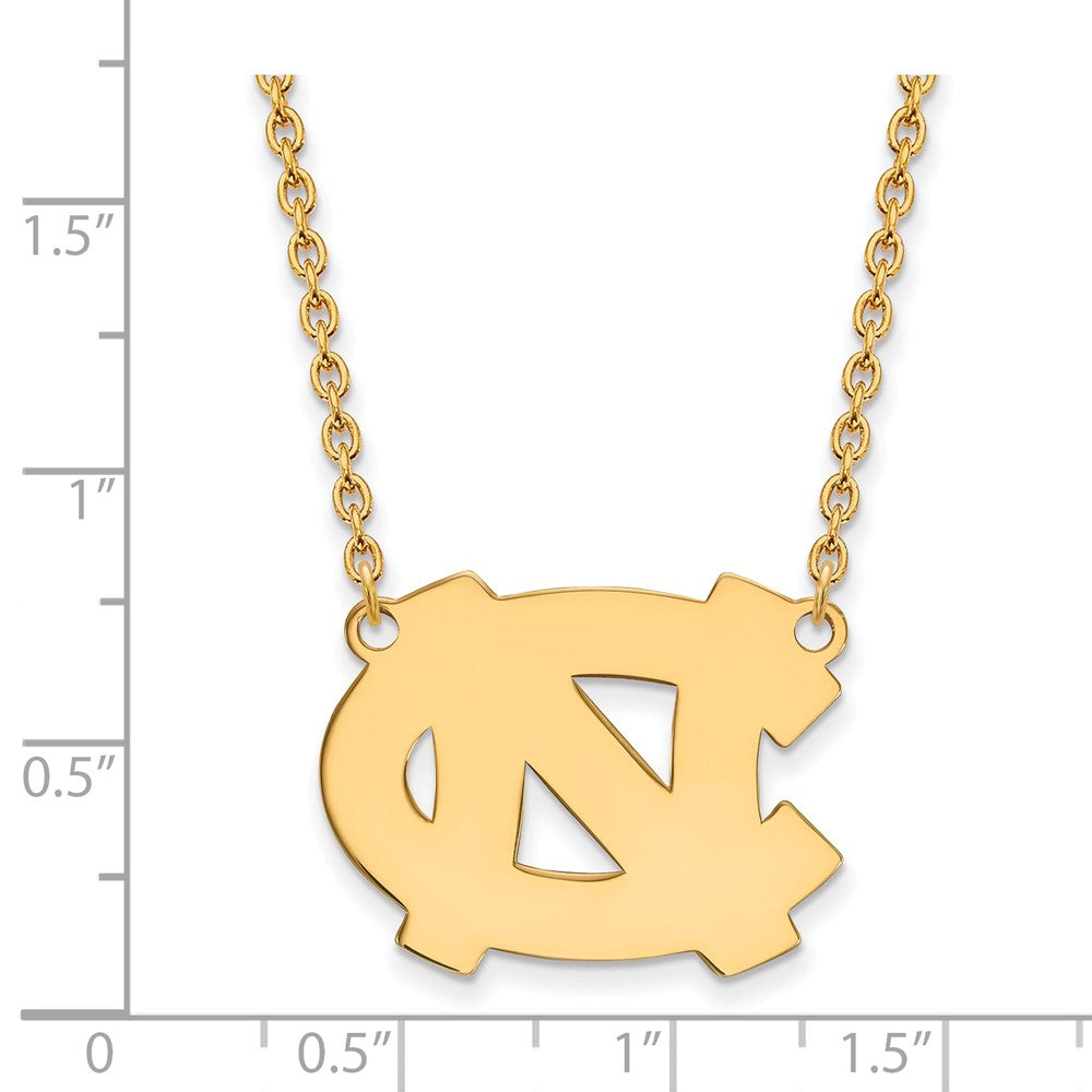 Alternate view of the 14k Gold Plated Silver North Carolina LG 'NC' Pendant Necklace by The Black Bow Jewelry Co.