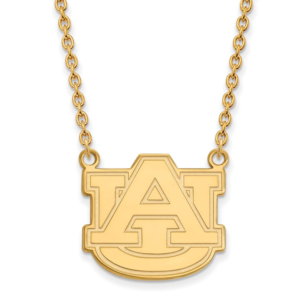 14k Gold Plated Silver Auburn U Large 'AU' Pendant Necklace, Item N12520 by The Black Bow Jewelry Co.
