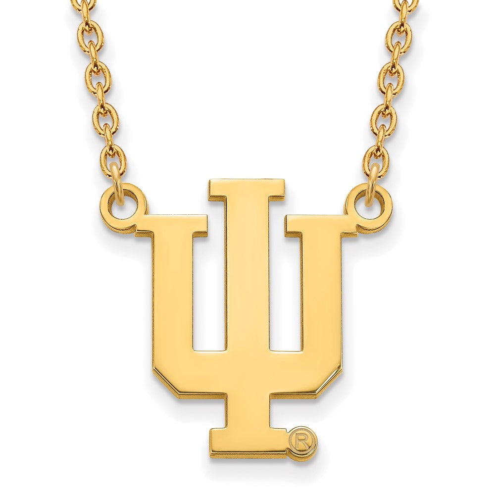 14k Gold Plated Silver Indiana U Large &#39;IU&#39; Pendant Necklace, Item N12523 by The Black Bow Jewelry Co.
