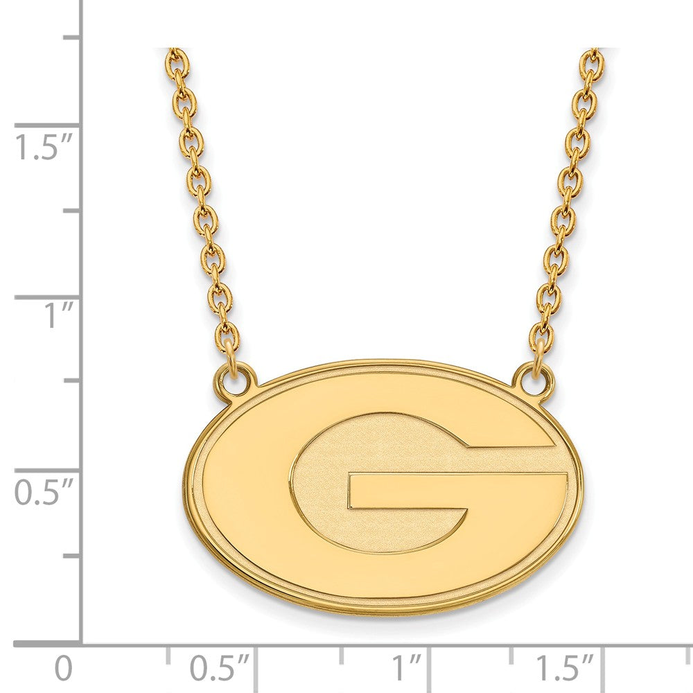 Alternate view of the 14k Gold Plated Silver U of Georgia Large 'G' Pendant Necklace by The Black Bow Jewelry Co.
