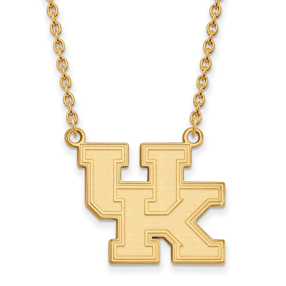 14k Gold Plated Silver U of Kentucky Large 'UK' Pendant Necklace, Item N12536 by The Black Bow Jewelry Co.