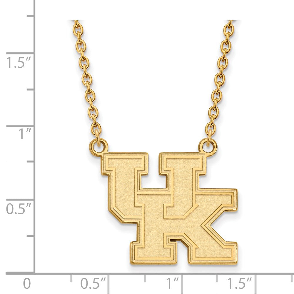 Alternate view of the 14k Gold Plated Silver U of Kentucky Large &#39;UK&#39; Pendant Necklace by The Black Bow Jewelry Co.