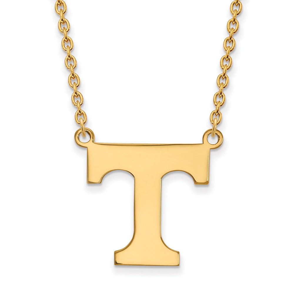 14k Gold Plated Silver U of Tennessee Large Large T Pendant Necklace, Item N12544 by The Black Bow Jewelry Co.