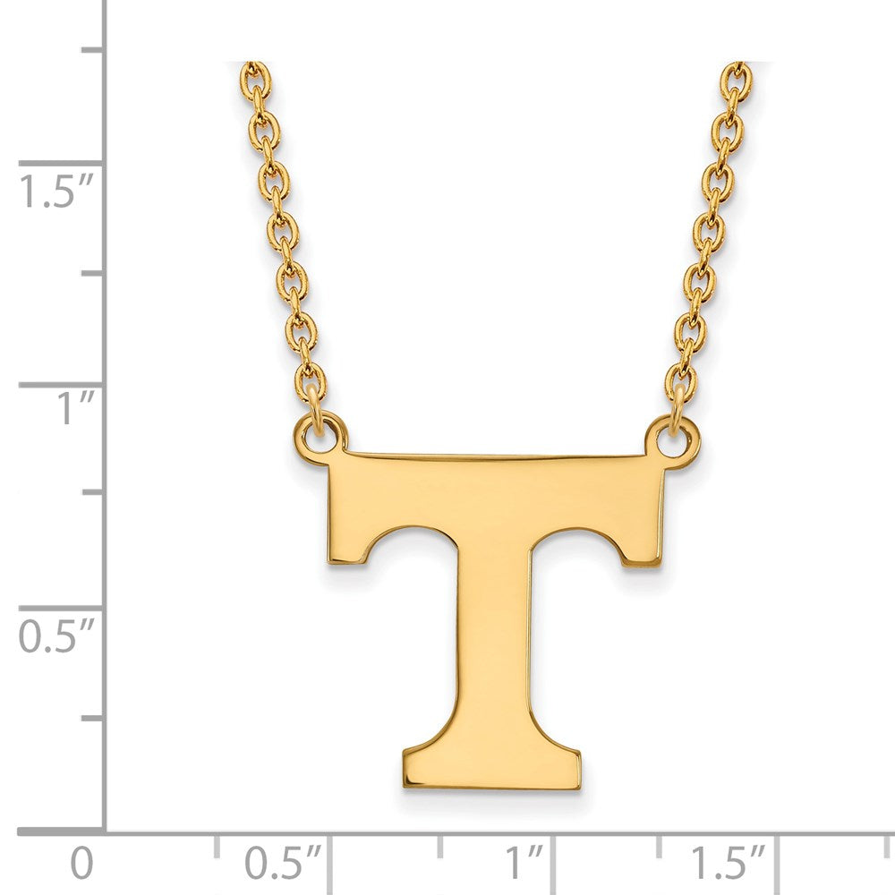 Alternate view of the 14k Gold Plated Silver U of Tennessee Large Large T Pendant Necklace by The Black Bow Jewelry Co.